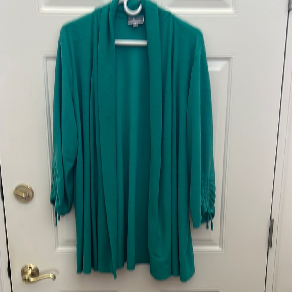 JM Collection Teal Open Front Cardigan